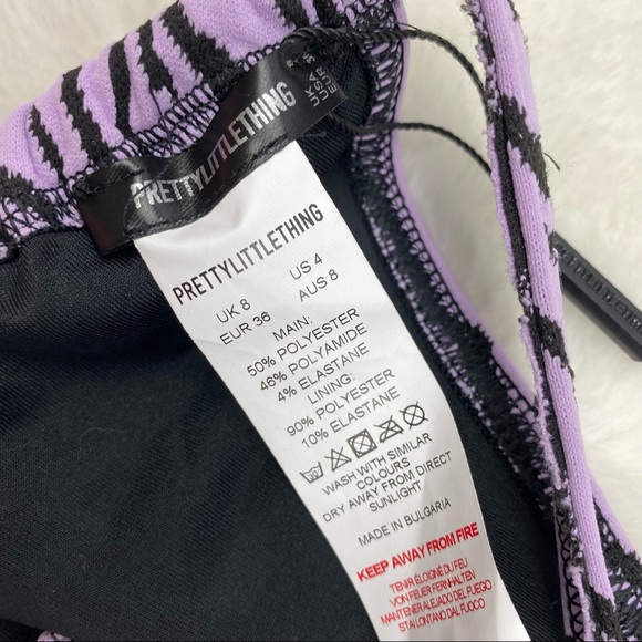 NWT Pretty Little Thing Lilac Zebra Mini Triangle Bikini Top - Picture 10 of 12
